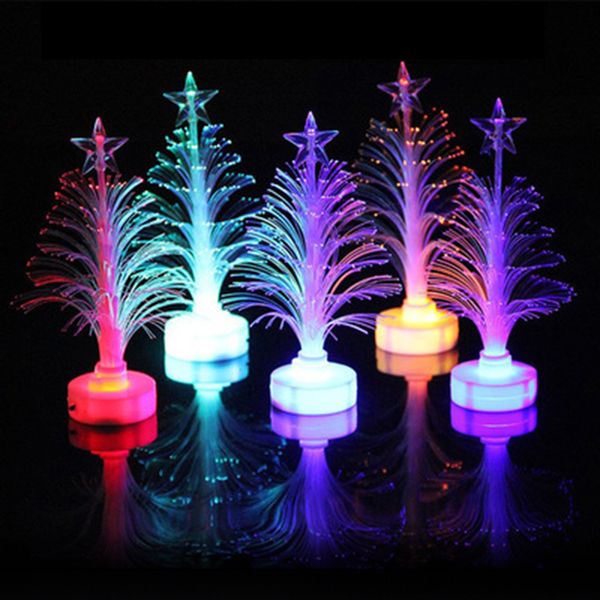 

colored fiber optic led light-up mini christmas tree with star battery powered children toy light tree