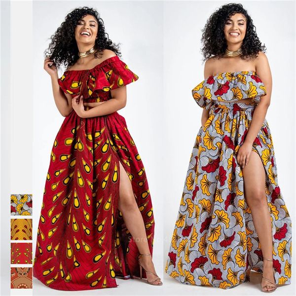 Vestidos africanos 2.020 Notícias Ankara Estilo Africano Roupa Dashiki Imprimir Top Partido Pena Moda Saias para as Mulheres Robe Africaine CX200813