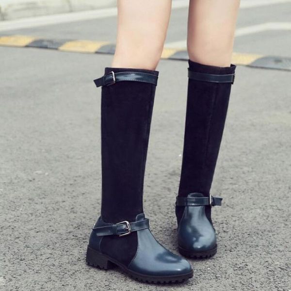 

elegant comfort boots fashion autumn winter women's above the knee boots classic waterproof rainboots ladies wellies 8.6, Black