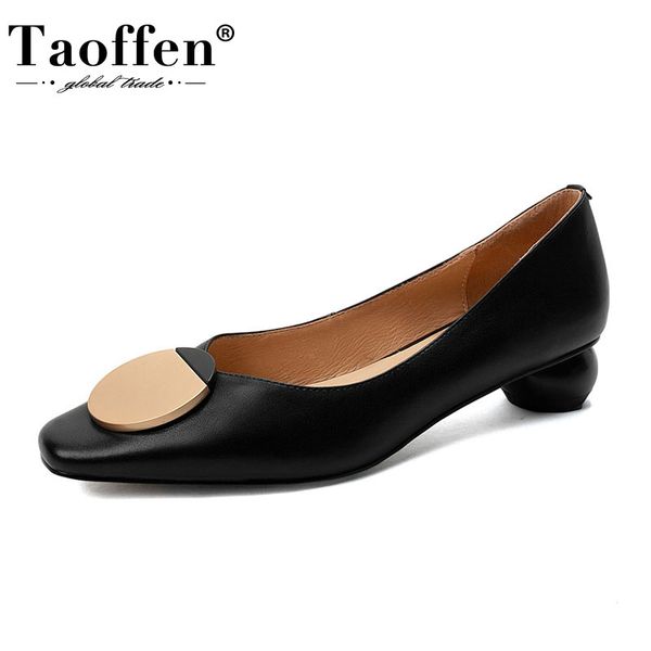 

taoffen slip on women pumps fashion sweet color shallow shoes women daily patchwork square toe party casual footwear size 33-43, Black
