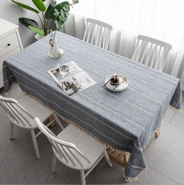 

washable хлопок лен строчка кисточкой дизайн прямоугольник скатерть крышка таблицы отлично подходит для кухни обеденная tabletop стол украше