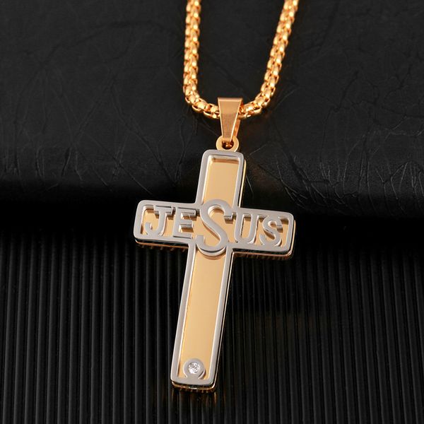 

wendyfo new jesus cross pendant necklace for men women gold silver color christian religious necklaces accessories wholesale