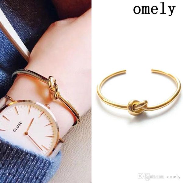 

european and american fashion new knotted open bracelet men and women couples gold personality bracelet wholesale, Black