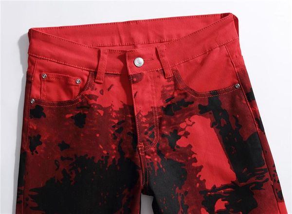 

pencil pants casual little elastic males clothing digital print mens designer jeans fashion skinny print mens, Blue
