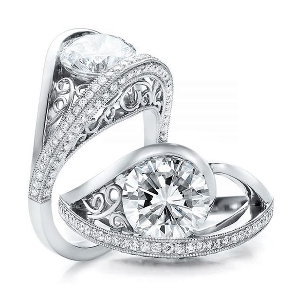 

junerain brand designer anniversary present ring for wife/mom/grandma ethnic pattern inlaid dazzling cz stone women jewelry ring wholesale, Slivery;golden