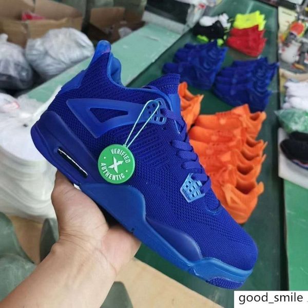 

2019 knit 4 fly university red 4 iv 4s volt men basketball shoes hyper royal total orange mens sports outdoor sneakers 40-47, Black