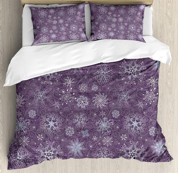

bedding sets eggplant duvet cover set christmas inspired cute flowers snowflakes and swirls in a violet delicate environment