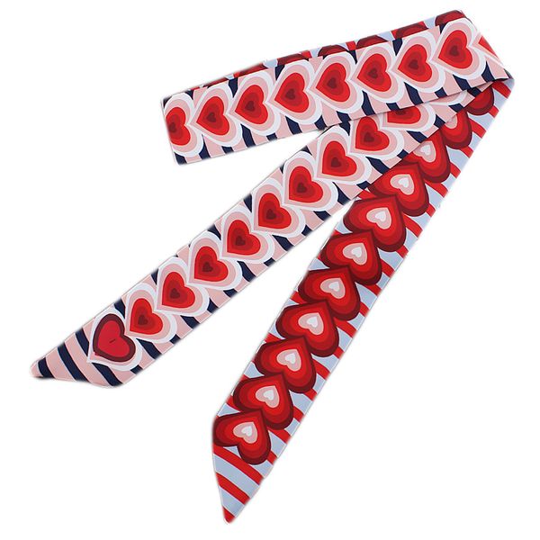 

120cm colorful heart print women small silk scarf bag ribbons fashion head scarf scarves pr01, Blue;gray