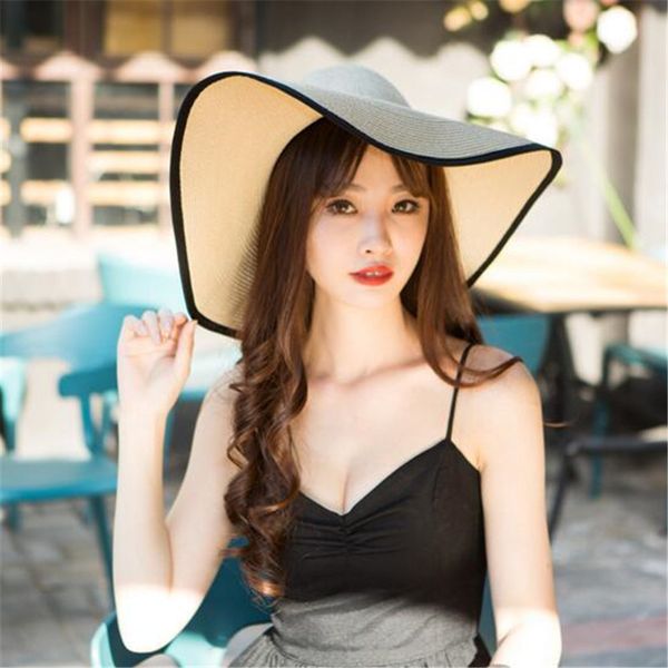 

Fashion Folding Church Hat for Women Foldable Floppy Sun Caps Wide Brim Summer Beach Straw Hats Outdoor Elegant Accessories Gift