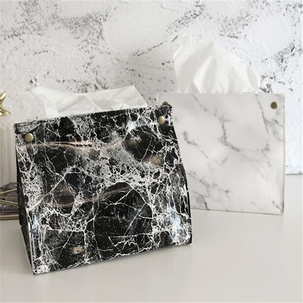 

marble pattern tissue case box container pu leather home car napkin tissue papers holder storage box table office decoration