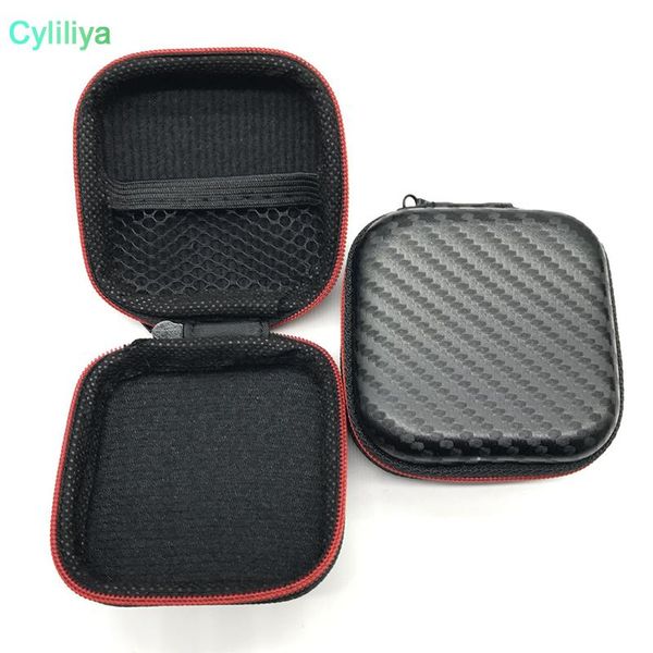 

cgjxseva black fiber zipper headphones earphone earbuds hard case storage carrying pouch bag sd card hold box portable carry bag
