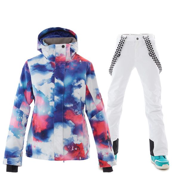 

skiing jackets ski suit female set veneer double plate korean-style outdoor waterproof windproof warm breathable winter thick