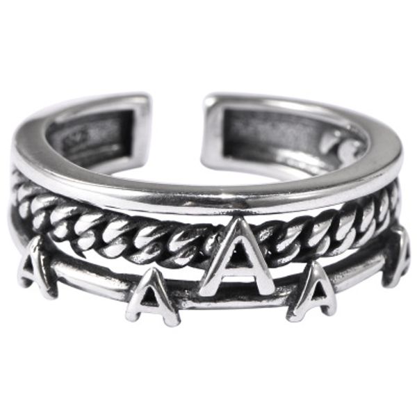 

925 стерлингового серебра ретро письмо плетеный chain open глянцевая trend ring, Silver