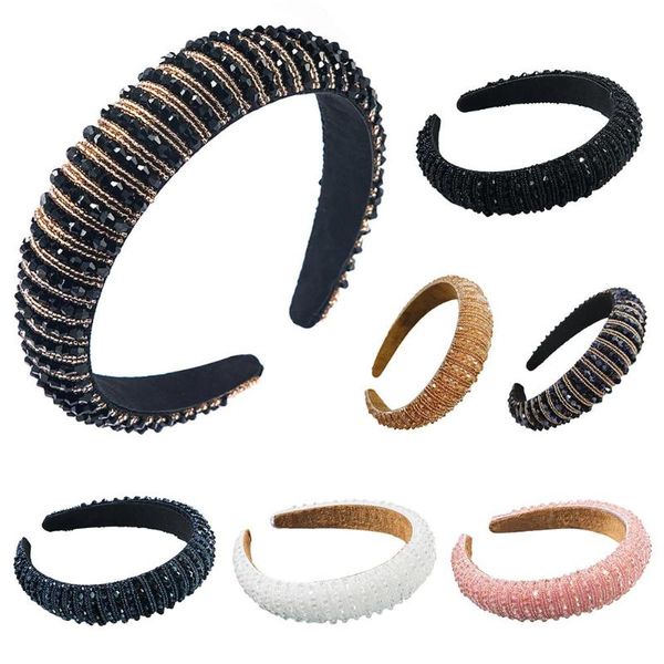 

women fashion faux crystal rhinestone hair hoop wide headband headwear band korea headdress ladies hoop