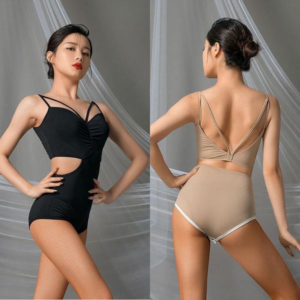 

latin dance dress women striped bare back shoulder latin dance for ballroom samba tango chacha dancing performamnce l1129, Black;red