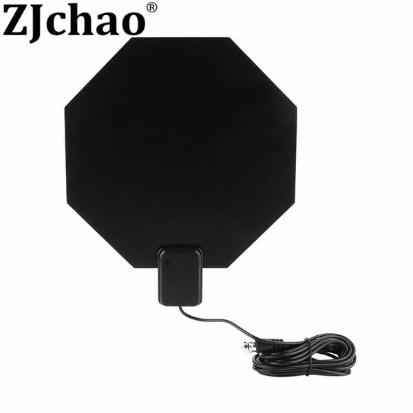 

cgjxsatsc ultrathin indoor 1080i 1080p 720p hdtv black octagon shape long range vhf uhf amplified flat antenna