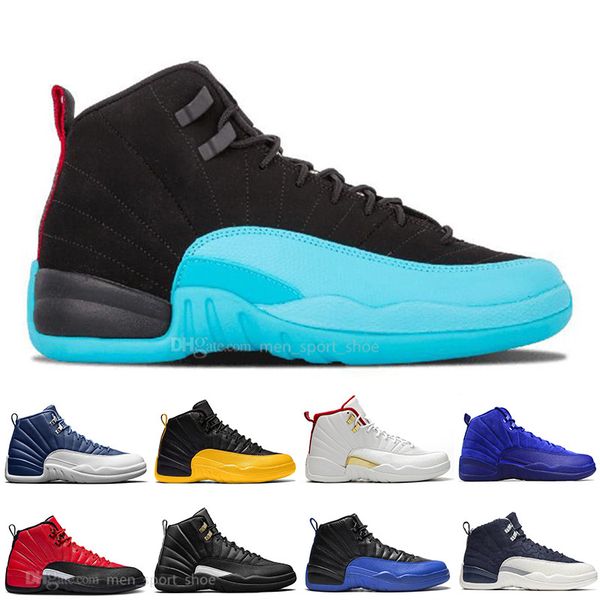 

new 12 stone blue university gold reverse flu game dark concord wntr basketball shoes 12s bordeaux cny playoffs men sports sneakers trainers