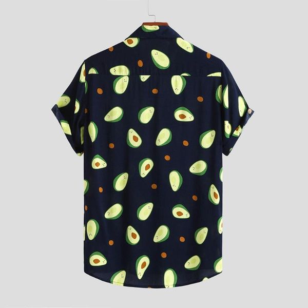 

men's casual shirts hawaiian shirt avocado print turn-down collar short sleeve beach camisas hombre women streetwear camisa, White;black