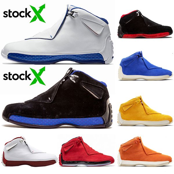 

2020 18 18s xviii mens basketball shoes black royal og sport suede yellow orange blue fashion jumpman toro sneakers 7-13
