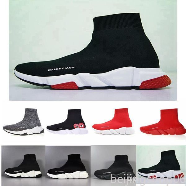 

2020 speed trainer socks shoes for men women triple black white red casual shoes fashion sneakers ankle 40-45 b06