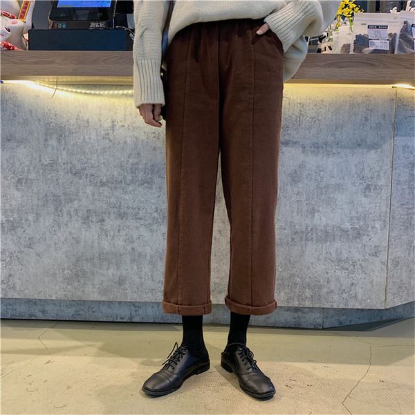 

women's jeans hzirip high waist loose thicken brief denim leisure 2021 elastic-waist straight office lady street casual trousers, Blue