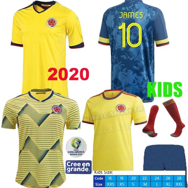 

2020 дети colombie майо де футбол colombie accueil майо де футбол jaune футбол джерси 2020 # 10 джеймс # 9 фалькао # 11 cuadrado, Black;yellow