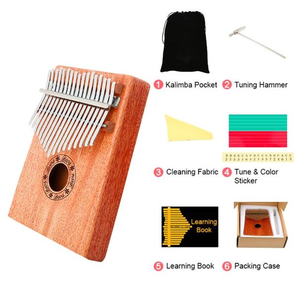 

17 key thumb piano with tune-hammer and music book thumb piano for kids beginners musical instrument