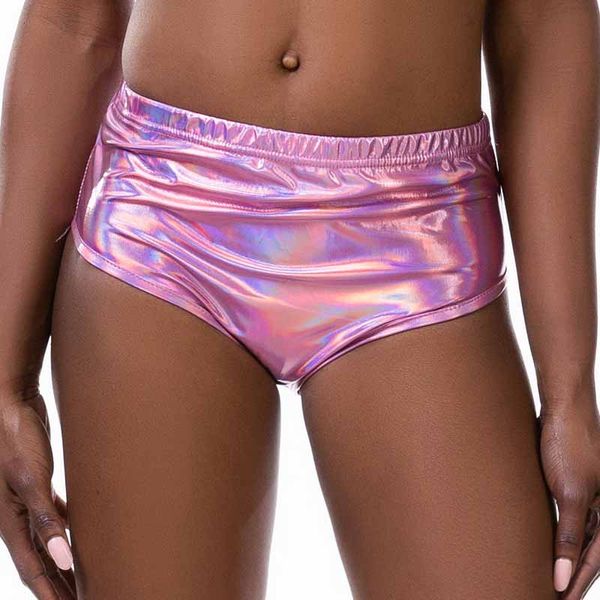 

harajuku sparkle hologram pu high waist shorts ladies slim stretchy shorts summer booty women clubwear 8 colors, White;black