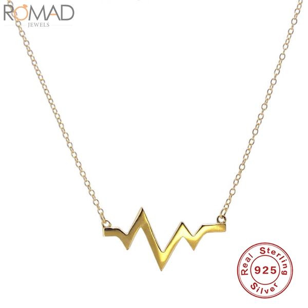 

925 sterling silver necklaces for women ins heartbeat heart rate clavicle chain luxury jewelry necklace women pendientesÂ collare