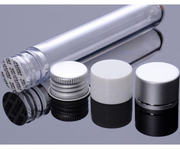 

1000pcs plastic tube bottle aluminum screw cap empty refillable sample test pot candy box wedding party supplies