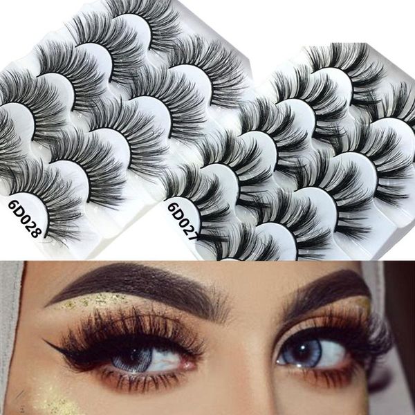 

false eyelashes 5 pairs 6d faux mink hair natural long handmade wispy fluffy crisscross makeup beauty extension tools