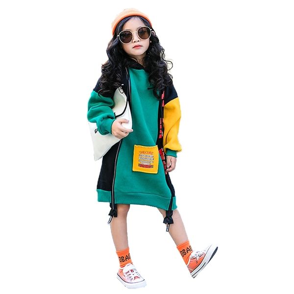 

new hit color cotton winter warm sweatshirts for girls plus velvet teenager girls hoodies thicken kids t-shirt children clothing 200923, Black