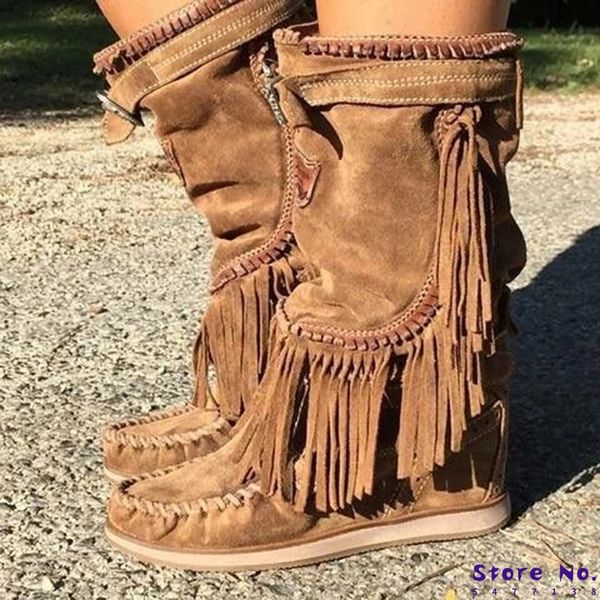 

nausk high boots fashion gladiator high heels warm autumn simple plus size shoes booties vintage tassel shoe botas mujer h150, Black