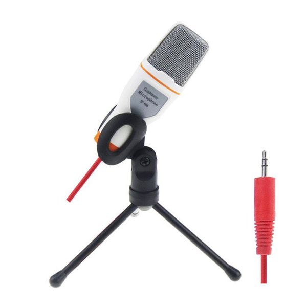 

cgjxsnew professional wired stereo condenser microphone with holder clip for chatting msn karaoke portable pc sf -666 t190704