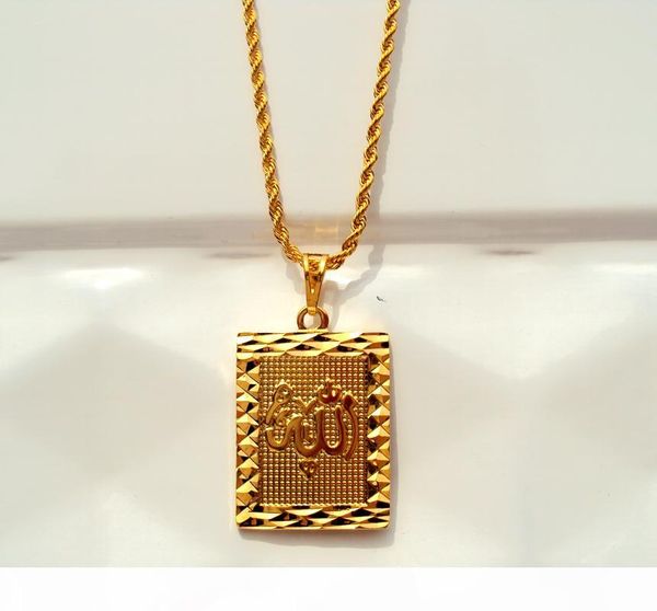 

faith solid gold filled 24k rope chain square pendant jewelry 600mm, Silver
