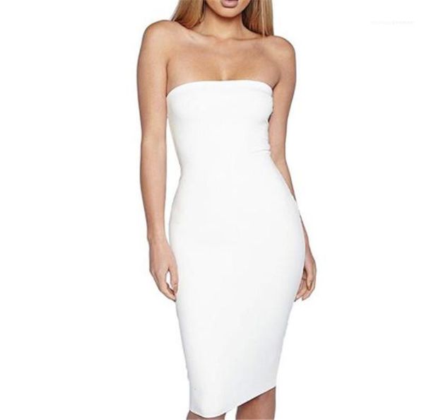 

dresses strapless sleeveless summer ladies party bodycon dresses female clothing solid color dress backpack buttocks, White;black