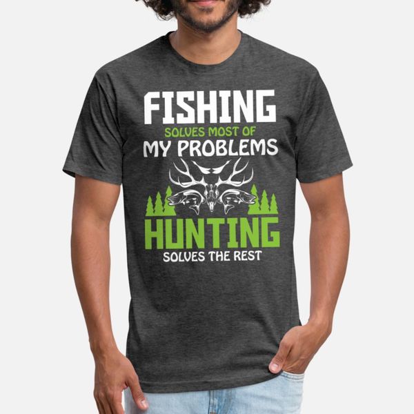 

hunting and fishing saying t shirt men designer cotton round collar kawaii graphic funny casual spring letter shirt