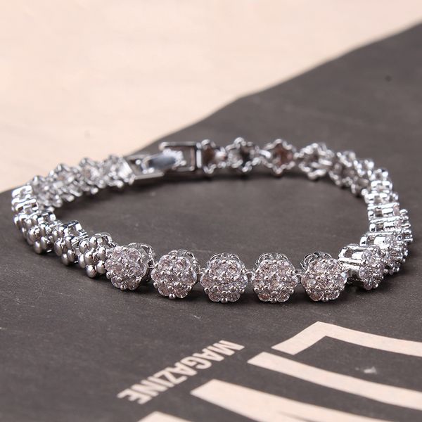 

exquisite luxury roman crystal bracelet for women wedding gift korean silver color chain bracelets jewelry, Black