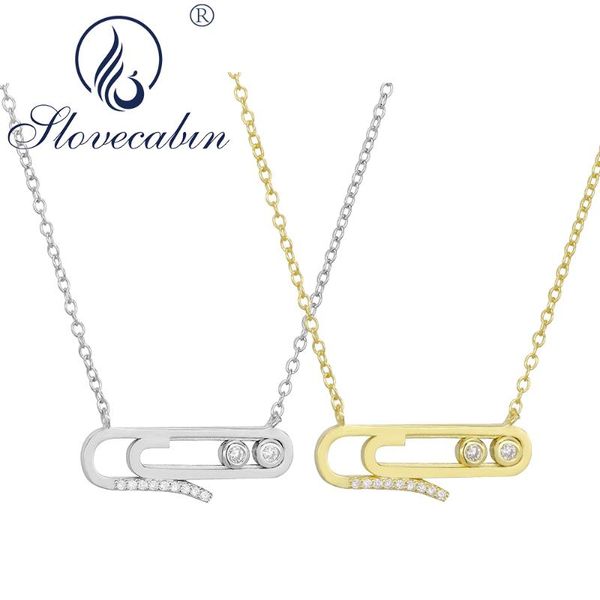

slovecabin authentic 925 sterling silver crystal move stone pendant long chain necklaces for women wedding silver 925 jewelry