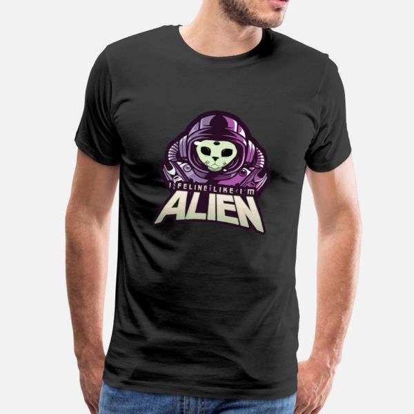 

alien cat astronaut space ca for cat person t shirt men custom cotton size s-3xl original anti-wrinkle funny spring autumn natural shirt