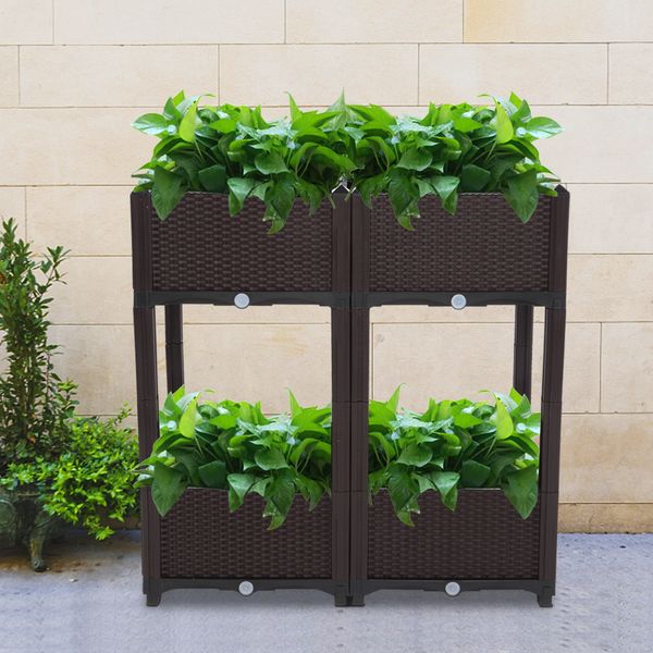 

4pcs splicing injection planting box brown