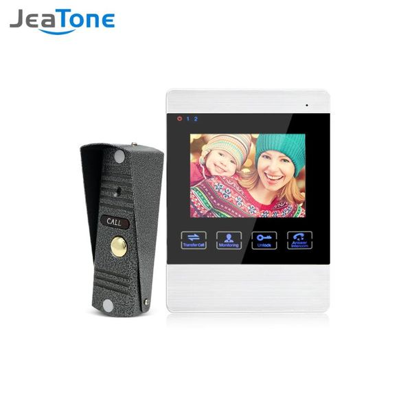

video door phones jeatone 4 inch hd led intercom system bell 1200tvl camera automatic storage release unlock metal doorbell