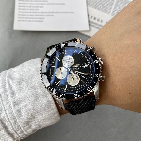 

06 all subdials work mens watches stainless steel quartz bentley wristwatches satch luxury watch, Black