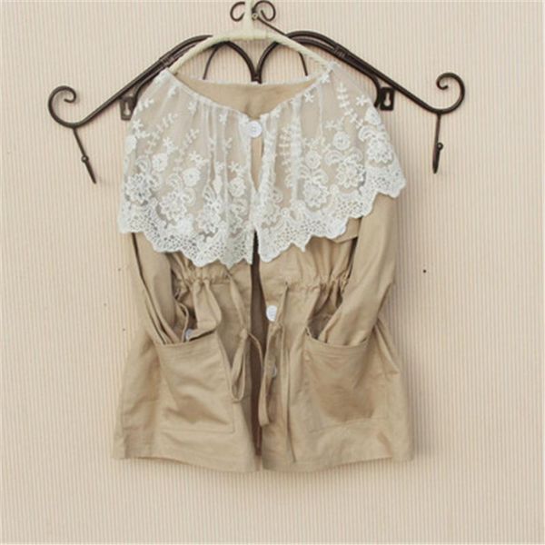 

2020 spring girls trench coat kids girls clothes fashion lace patchwork cotton outerwear windbreaker children clothes 2 colors, Blue;gray
