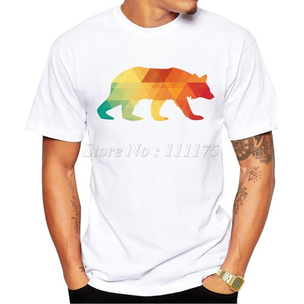 

2019 new arrivals fashion abstract rainbow bear printed men's t shirt cool casual style t-shirt