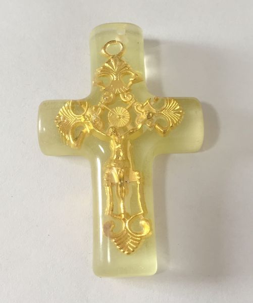 

15 pcs cross specimen artificial amber charming pendant taxidermy accessories, Slivery;golden