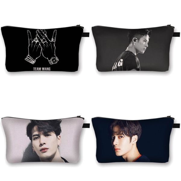 

team jackson wang got7 cosmetic cases kpop women men travel pouchs high capacity storage bags fashion streetwear makeup bags