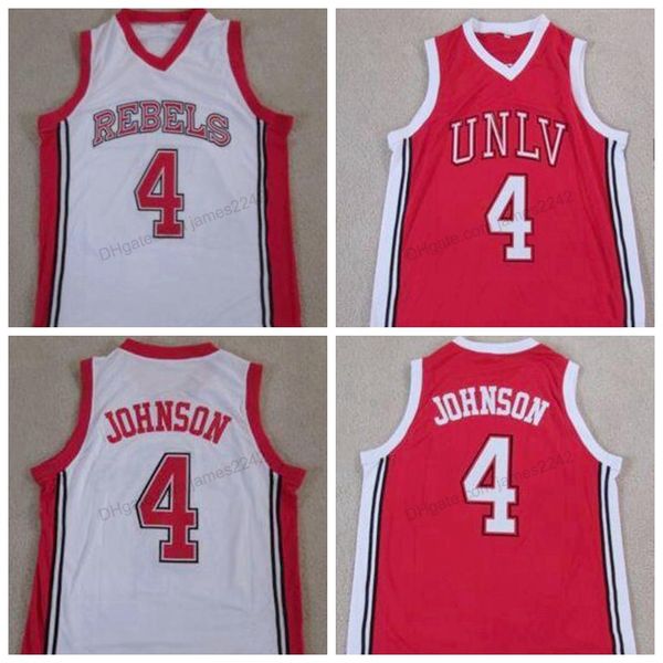 Пользовательские ретро мужчины № 4 Ларри Джонсон Unlv Rebels Runnin College Basketball Jerseys сшиты размером 2xs-3xl 4xl 5xl 6xl любое имя или номер