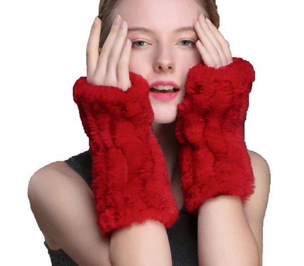 

women' real fur gloves red fashion warm winter, Blue;gray