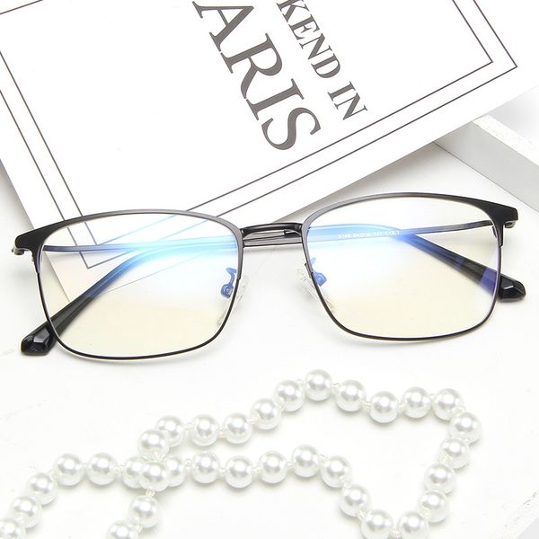 

korean version of the men's glasses frame metal small box flat mirror students can be equipped with myopia frames, Black
